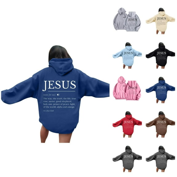 Jesus Hoodies for Women 2025 Long Sleeve Christian Y2K Graphic Hoodie with Pockets Hooded Sweatshirt Pullover Tops