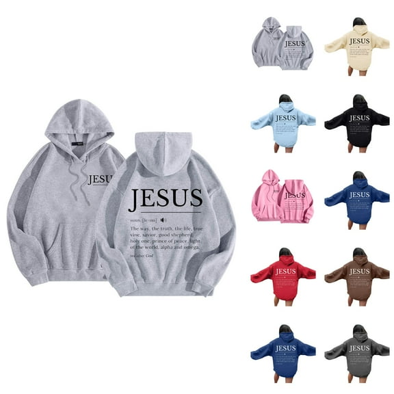 Jesus Hoodies for Women 2025 Long Sleeve Christian Y2K Graphic Hoodie with Pockets Hooded Sweatshirt Pullover Tops