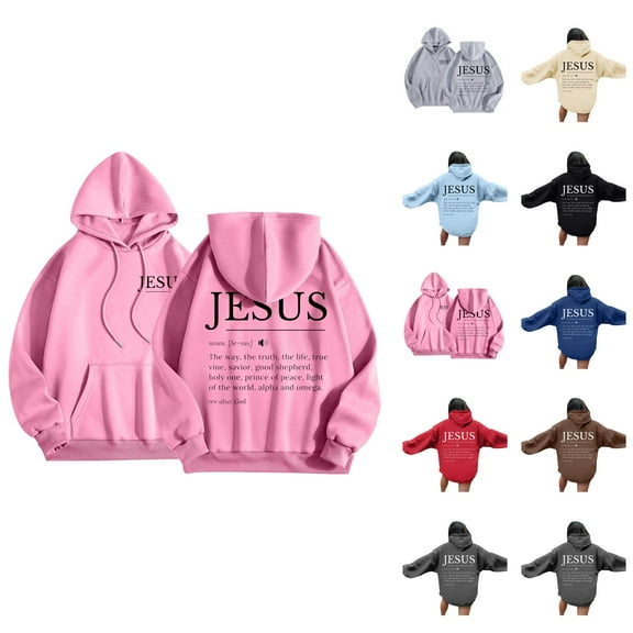 Jesus Hoodies for Women 2025 Long Sleeve Christian Y2K Graphic Hoodie with Pockets Hooded Sweatshirt Pullover Tops