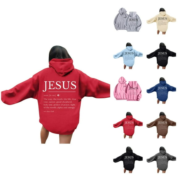Jesus Hoodies for Women 2025 Long Sleeve Christian Y2K Graphic Hoodie with Pockets Hooded Sweatshirt Pullover Tops