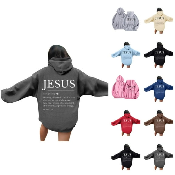 Jesus Hoodies for Women 2025 Long Sleeve Christian Y2K Graphic Hoodie with Pockets Hooded Sweatshirt Pullover Tops