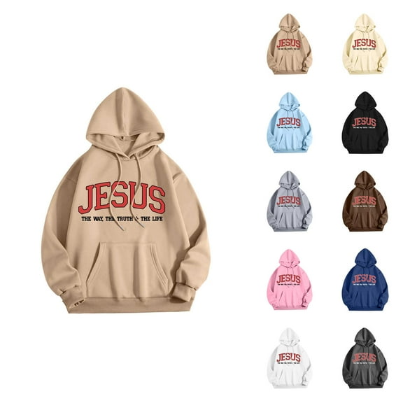 Jesus Hoodies for Women 2025 Long Sleeve Y2K Graphic Christian Hoodie with Pockets Hooded Sweatshirt Pullover Tops