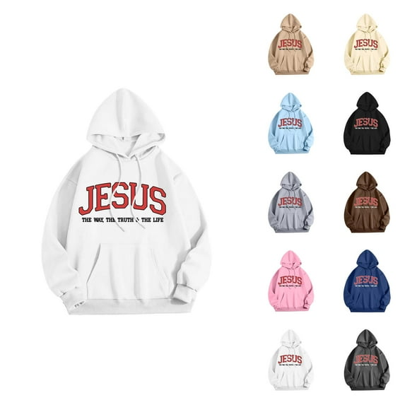 Jesus Hoodies for Women 2025 Long Sleeve Y2K Graphic Christian Hoodie with Pockets Hooded Sweatshirt Pullover Tops