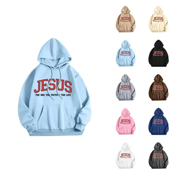 Jesus Hoodies for Women 2025 Long Sleeve Y2K Graphic Christian Hoodie with Pockets Hooded Sweatshirt Pullover Tops