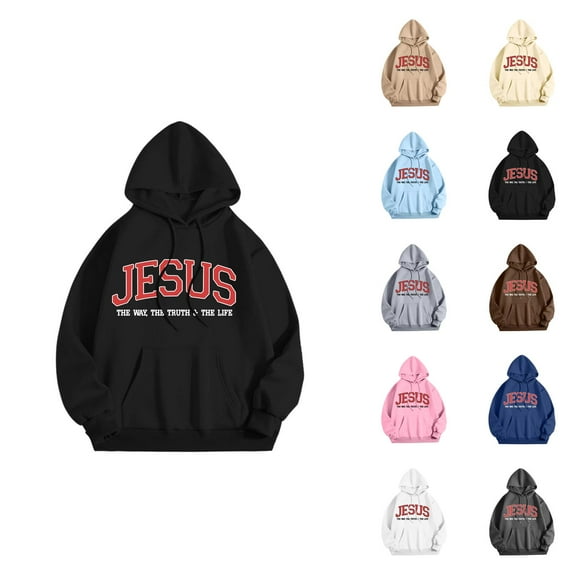 Jesus Hoodies for Women 2025 Long Sleeve Y2K Graphic Christian Hoodie with Pockets Hooded Sweatshirt Pullover Tops