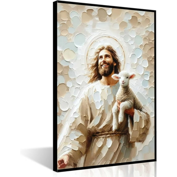 Jesus Hugging Girl Wall Art Bible Story Canvas Paintings Religious Faith Pictures Wall Decor God Christian Posters Prints for Kids Room Church Home Decoration Unframed