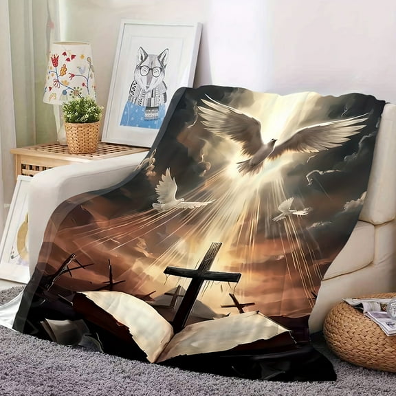 Jesus Hugs Soft Flannel Blanket All Seasons Hypoallergenic, Suitable for Sofas Office Naps and Home Use