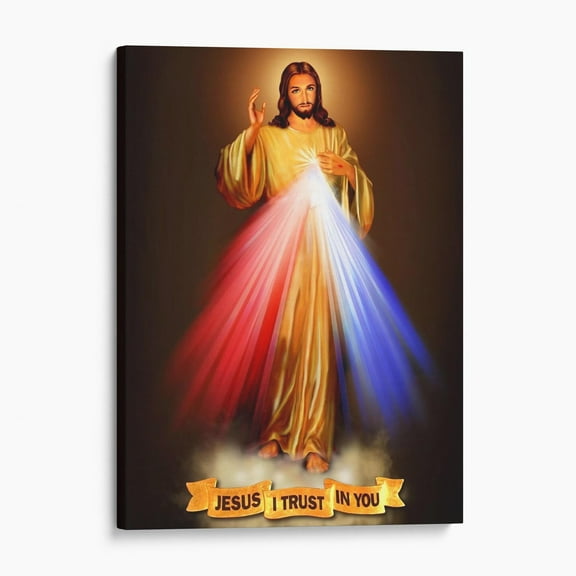 Jesus I Trust In You - Divine Mercy Christian Bible Canvas Wall Art Print