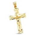 thumbnail image 1 of Jesus INRI Cross Pendant Solid 14k Yellow Gold Crucifix Charm Diamond Cut Polished Style 37 x 25 mm, 1 of 1