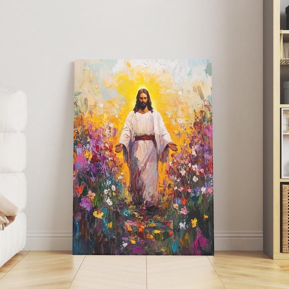 Jesus In Flower Field Print, Spiritual Christian Nature Art - Walmart.com