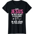 thumbnail image 1 of Jesus In Heart Scissors In Her Hand Hairstylist Hairdresser T-Shirt, 1 of 4