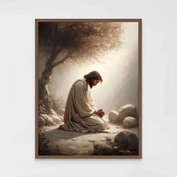 Jesus In The Garden Christian Wall Art Picture Of Christ Bible Christian Art Jesus Wall Art, Unframed Paper Poster 8x10in