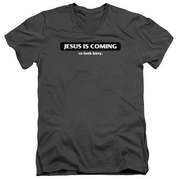 - Jesus Is Coming - Slim Fit V Neck Shirt - Small