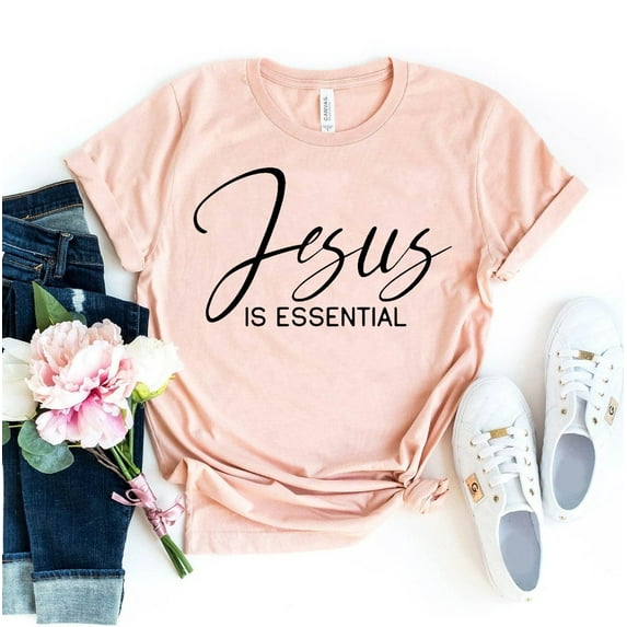 Jesus Is Essential T-shirt Faith Shirts Church Tshirt Scripture Shirt Prayer Top Spiritual Gift Women's Cross Tee
