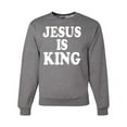 thumbnail image 1 of Jesus Is King Bible Scripture | Mens Christian Crewneck Graphic Sweatshirt, Heather Grey, 2XL, 1 of 3