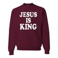 thumbnail image 1 of Jesus Is King Bible Scripture | Mens Christian Crewneck Graphic Sweatshirt, Maroon, Large, 1 of 3