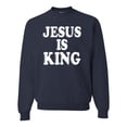 thumbnail image 1 of Jesus Is King Bible Scripture | Mens Christian Crewneck Graphic Sweatshirt, Navy, Large, 1 of 3