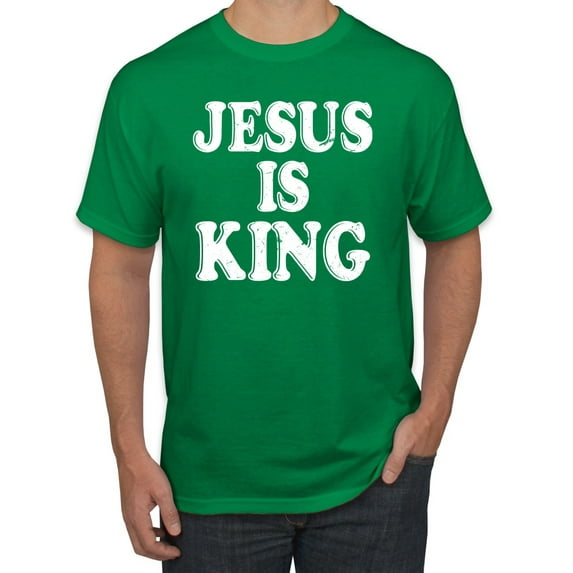 Jesus Is King Bible Scripture | Mens Christian Graphic T-Shirt, Kelly, 3XL