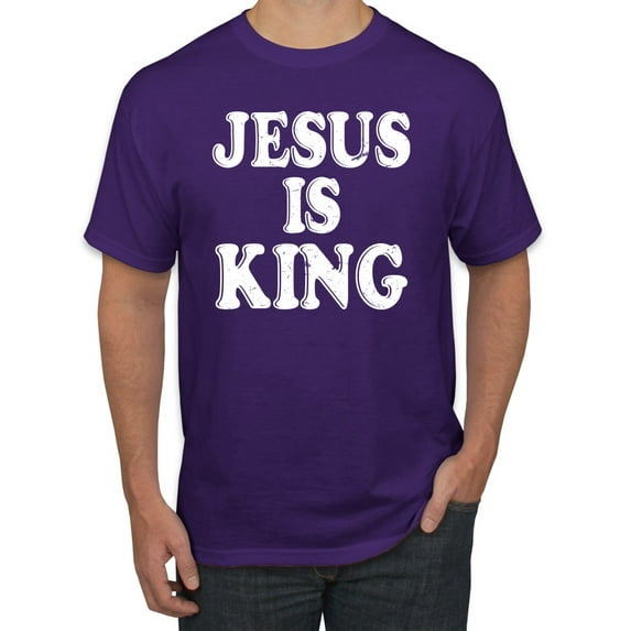 Jesus Is King Bible Scripture | Mens Christian Graphic T-Shirt, Purple, 3XL