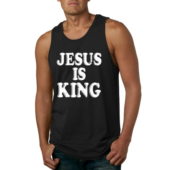 Jesus Is King Bible Scripture | Mens Christian Graphic Tank Top, Black, Large