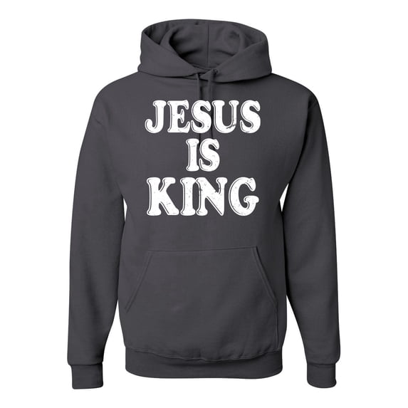 Jesus Is King Bible Scripture | Mens Christian Hooded Sweatshirt Graphic Hoodie, Charcoal, 3XL
