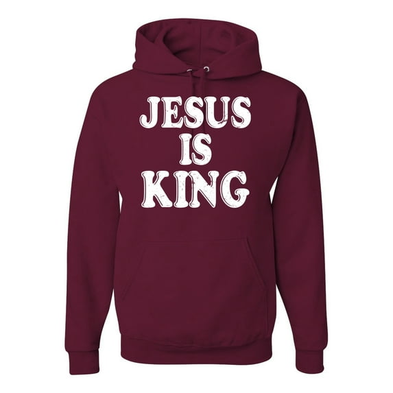 Jesus Is King Bible Scripture | Mens Christian Hooded Sweatshirt Graphic Hoodie, Maroon, X-Large
