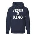 thumbnail image 1 of Jesus Is King Bible Scripture | Mens Christian Hooded Sweatshirt Graphic Hoodie, Navy, 2XL, 1 of 3