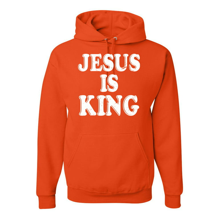 Jesus Is King Bible Scripture | Mens Christian Hooded Sweatshirt Graphic  Hoodie, Orange, X-Large