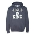 thumbnail image 1 of Jesus Is King Bible Scripture | Mens Christian Hooded Sweatshirt Graphic Hoodie, Vintage Heather Navy, Small, 1 of 3