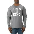 thumbnail image 1 of Jesus Is King Bible Scripture | Mens Christian Long Sleeve T-Shirt, Heather Grey, 3XL, 1 of 3