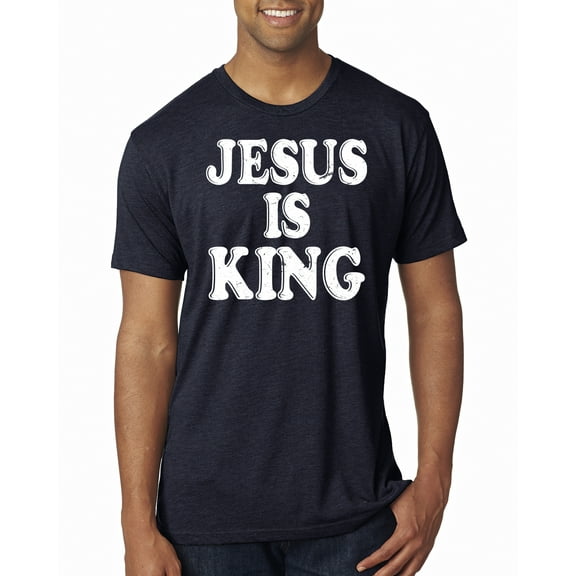 Jesus Is King Bible Scripture | Mens Christian Premium Tri Blend T-Shirt, Vintage Navy, X-Large