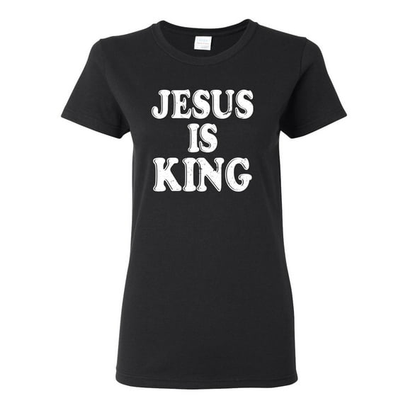 Jesus Is King Bible Scripture | Womens Christian Graphic T-Shirt, Black, Small