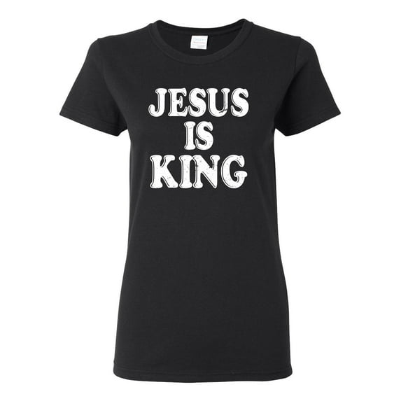 Jesus Is King Bible Scripture | Womens Christian Graphic T-Shirt, Black, X-Large