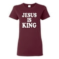 thumbnail image 1 of Jesus Is King Bible Scripture | Womens Christian Graphic T-Shirt, Maroon, 2XL, 1 of 3