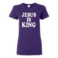 thumbnail image 1 of Jesus Is King Bible Scripture | Womens Christian Graphic T-Shirt, Purple, X-Large, 1 of 3