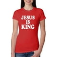 thumbnail image 1 of Jesus Is King Bible Scripture | Womens Christian Slim Fit Junior Tee, Red, Large, 1 of 3