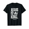 thumbnail image 1 of Jesus Is King Christian Bible Scripture Quote Black T-Shirt Crew Neck Tee, 1 of 5
