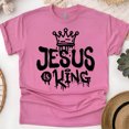 thumbnail image 1 of Jesus Is King Christian T-Shirt for Men and Women, Heliconia, Size 2XL, 1 of 6
