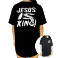 thumbnail image 1 of Jesus Is King Distressed Star Graphic Short Sleeve T-Shirt Crewneck Black Tops, 1 of 5