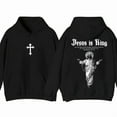 thumbnail image 1 of Jesus Is King Hoodie Unisex - Two-Sided Christian Graphic Pullover Hoodie with Bible Verse Revelation 22:13, 1 of 6