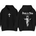 thumbnail image 1 of Jesus Is King Hoodie Unisex - Two-Sided Christian Graphic Pullover Hoodie with Bible Verse Revelation 22:29, 1 of 6