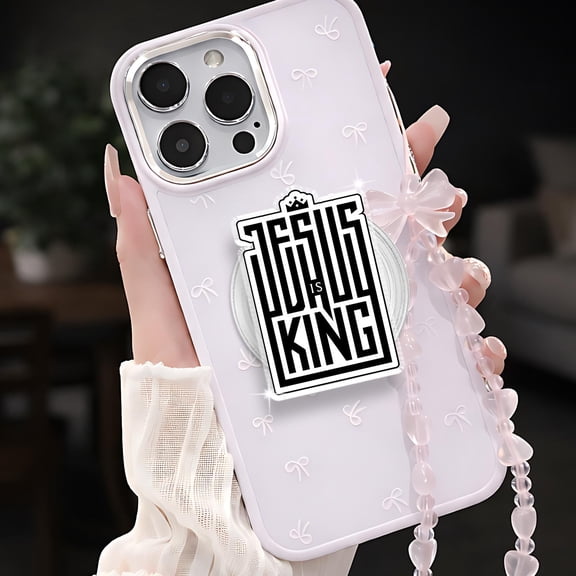 Jesus Is King MagSafe Phone Grip Faith-Based Phone Holder, Christian Inspirational Phone Stand, Bold Religious Gift for Believers