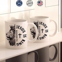 Jesus Is King Mug: Christian Coffee Cup, Faith Scripture Design, Inspirational Religious Gift
