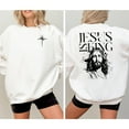 thumbnail image 1 of Jesus Is King Sweatshirt – Artistic Christian Cross & Face Graphic Pullover, 1 of 6