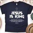 thumbnail image 1 of Jesus Is King T-Shirt | Christian Cross Graphic Bible Verse Tee, Navy, Size M, 1 of 6