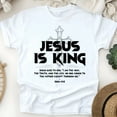 thumbnail image 1 of Jesus Is King T-Shirt | Christian Cross Graphic Bible Verse Tee, White, Size S, 1 of 6