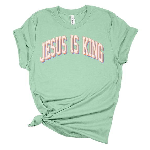 Jesus Is King Unisex Ladies Design Christian T-shirt Graphic Tee-Mint-5xl