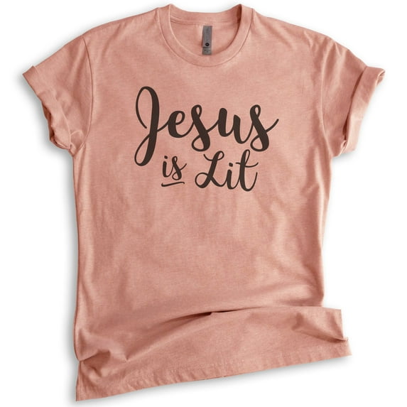 Jesus Is Lit Shirt, Unisex Women's Men's Shirt, Religious Clothing, Faith Shirt, Christian Shirt, Jesus Tee, Heather Sunset, XX-Large