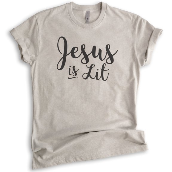 Jesus Is Lit Shirt, Unisex Women's Men's Shirt, Religious Clothing, Faith Shirt, Christian Shirt, Jesus Tee, Light Silk Gray, X-Small