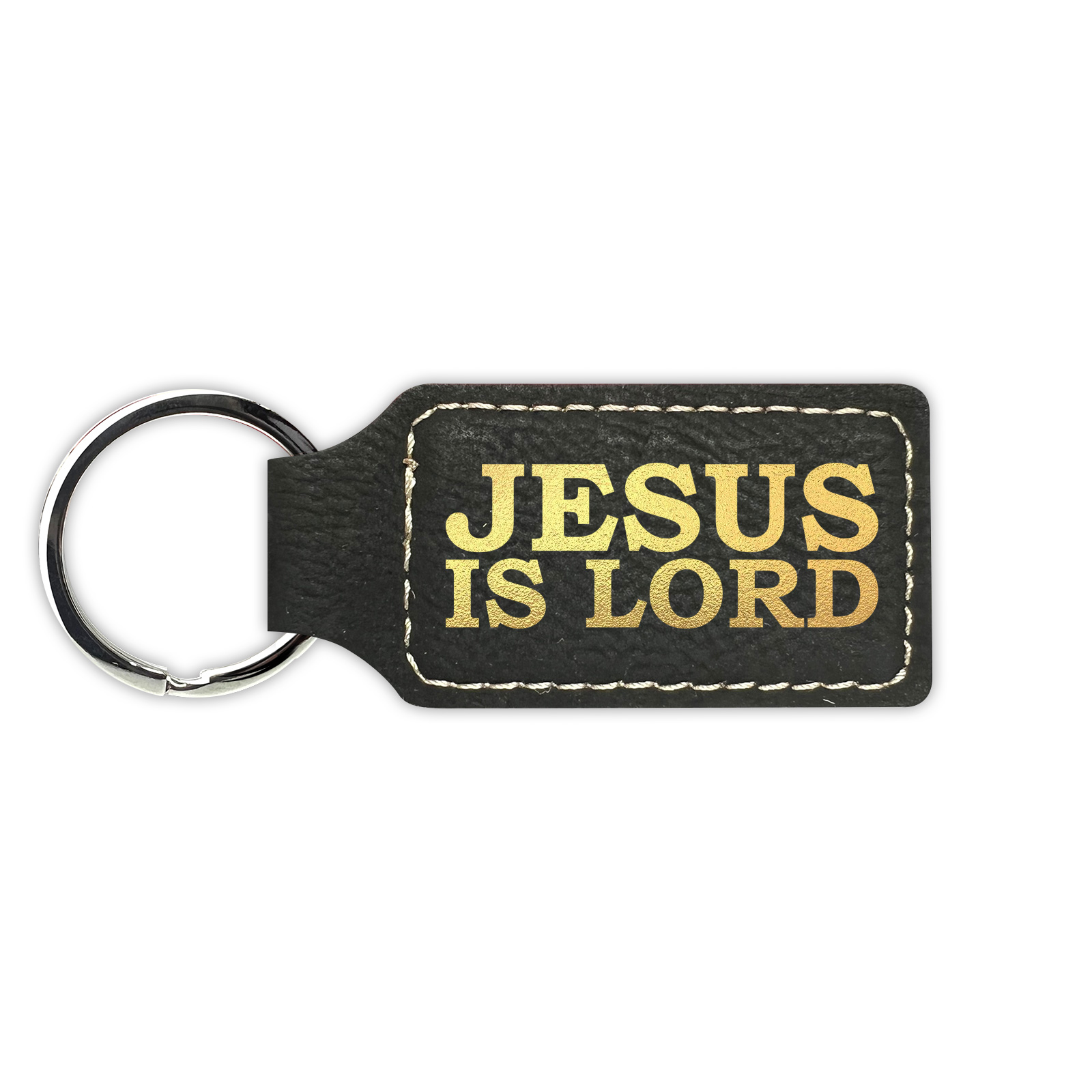 Jesus Is Lord Keychain Leatherette Rectangle Laser Engraved Many